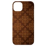 Brown Floral Pattern Floral Vintage Pattern, Brown Vintage iPhone 14 Plus Black UV Print Case Front