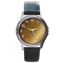 Gold, Golden Background ,aesthetic Round Metal Watch by nateshop