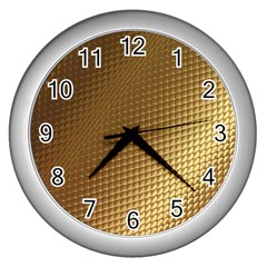 Gold, Golden Background ,aesthetic Wall Clock (silver) by nateshop