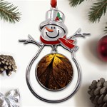 Gold, Golden Background Metal Snowman Ornament Front