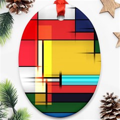 Multicolored Retro Abstraction, Lines Retro Background, Multicolored Mosaic Ornament (oval) by nateshop