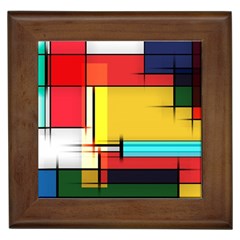 Multicolored Retro Abstraction, Lines Retro Background, Multicolored Mosaic Framed Tile by nateshop