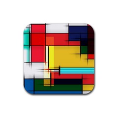 Multicolored Retro Abstraction, Lines Retro Background, Multicolored Mosaic Rubber Coaster (square) by nateshop