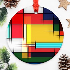 Multicolored Retro Abstraction, Lines Retro Background, Multicolored Mosaic Ornament (round) by nateshop