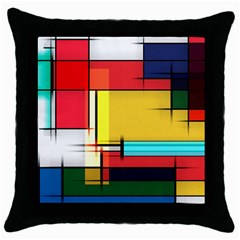 Multicolored Retro Abstraction, Lines Retro Background, Multicolored Mosaic Throw Pillow Case (black) by nateshop