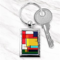 Multicolored Retro Abstraction, Lines Retro Background, Multicolored Mosaic Key Chain (rectangle) by nateshop