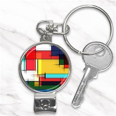 Multicolored Retro Abstraction, Lines Retro Background, Multicolored Mosaic Nail Clippers Key Chain by nateshop