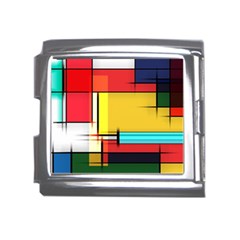 Multicolored Retro Abstraction, Lines Retro Background, Multicolored Mosaic Mega Link Italian Charm (18mm) by nateshop