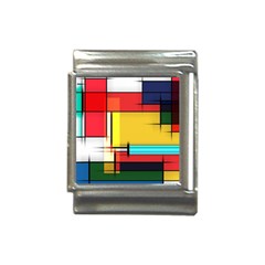 Multicolored Retro Abstraction, Lines Retro Background, Multicolored Mosaic Italian Charm (13mm) by nateshop