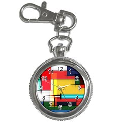 Multicolored Retro Abstraction, Lines Retro Background, Multicolored Mosaic Key Chain Watches by nateshop