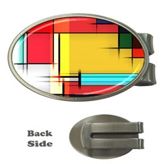 Multicolored Retro Abstraction, Lines Retro Background, Multicolored Mosaic Money Clips (oval)  by nateshop