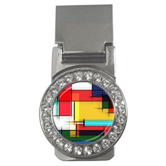 Multicolored Retro Abstraction, Lines Retro Background, Multicolored Mosaic Money Clips (cz)  by nateshop