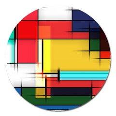 Multicolored Retro Abstraction%2 Magnet 5  (round) by nateshop