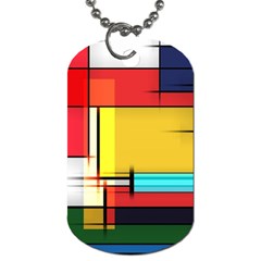 Multicolored Retro Abstraction, Lines Retro Background, Multicolored Mosaic Dog Tag (one Side) by nateshop