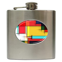 Multicolored Retro Abstraction, Lines Retro Background, Multicolored Mosaic Hip Flask (6 Oz) by nateshop