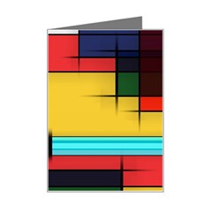 Multicolored Retro Abstraction, Lines Retro Background, Multicolored Mosaic Mini Greeting Card by nateshop