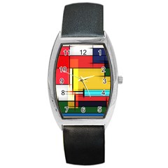 Multicolored Retro Abstraction%2 Barrel Style Metal Watch by nateshop