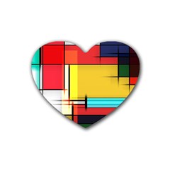 Multicolored Retro Abstraction, Lines Retro Background, Multicolored Mosaic Rubber Coaster (heart) by nateshop