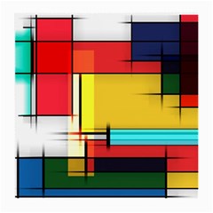 Multicolored Retro Abstraction, Lines Retro Background, Multicolored Mosaic Medium Glasses Cloth