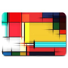 Multicolored Retro Abstraction, Lines Retro Background, Multicolored Mosaic Large Doormat by nateshop