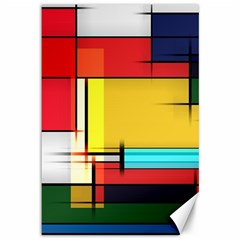 Multicolored Retro Abstraction, Lines Retro Background, Multicolored Mosaic Canvas 12  X 18  by nateshop