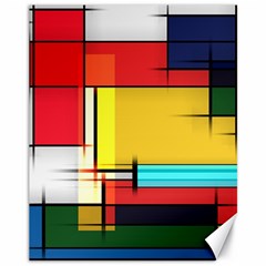 Multicolored Retro Abstraction, Lines Retro Background, Multicolored Mosaic Canvas 11  X 14  by nateshop