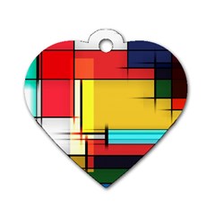 Multicolored Retro Abstraction, Lines Retro Background, Multicolored Mosaic Dog Tag Heart (one Side) by nateshop