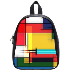 Multicolored Retro Abstraction, Lines Retro Background, Multicolored Mosaic School Bag (small) by nateshop