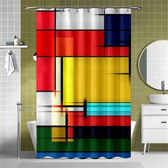 Multicolored Retro Abstraction, Lines Retro Background, Multicolored Mosaic Shower Curtain 48  X 72  (small)  by nateshop