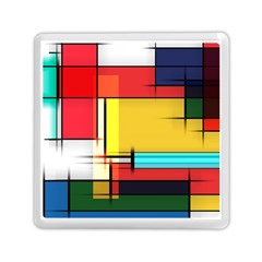 Multicolored Retro Abstraction, Lines Retro Background, Multicolored Mosaic Memory Card Reader (square)