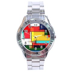 Multicolored Retro Abstraction%2 Stainless Steel Analogue Watch by nateshop