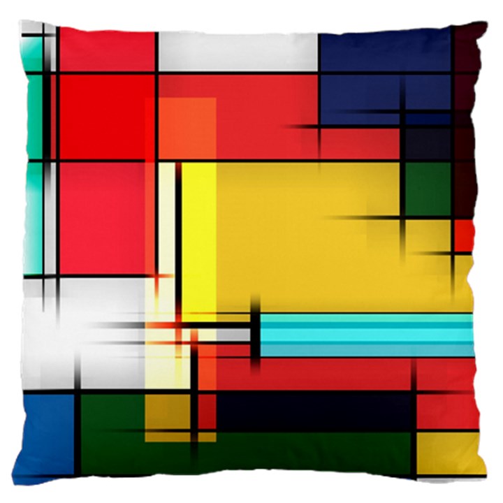 Multicolored Retro Abstraction, Lines Retro Background, Multicolored Mosaic Large Cushion Case (One Side)