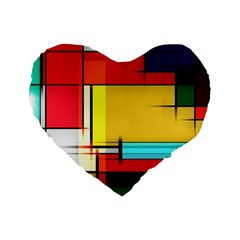 Multicolored Retro Abstraction, Lines Retro Background, Multicolored Mosaic Standard 16  Premium Heart Shape Cushions by nateshop