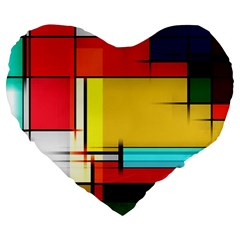 Multicolored Retro Abstraction, Lines Retro Background, Multicolored Mosaic Large 19  Premium Heart Shape Cushions by nateshop