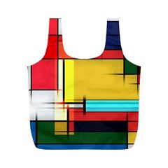 Multicolored Retro Abstraction, Lines Retro Background, Multicolored Mosaic Full Print Recycle Bag (m) by nateshop