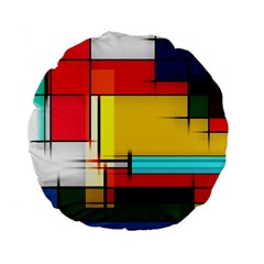 Multicolored Retro Abstraction, Lines Retro Background, Multicolored Mosaic Standard 15  Premium Flano Round Cushions by nateshop