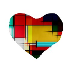 Multicolored Retro Abstraction, Lines Retro Background, Multicolored Mosaic Standard 16  Premium Flano Heart Shape Cushions by nateshop