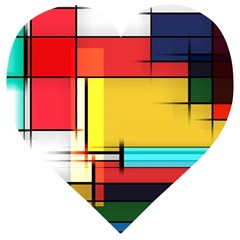 Multicolored Retro Abstraction, Lines Retro Background, Multicolored Mosaic Wooden Puzzle Heart by nateshop