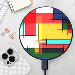 Multicolored Retro Abstraction, Lines Retro Background, Multicolored Mosaic Wireless Fast Charger(black) by nateshop