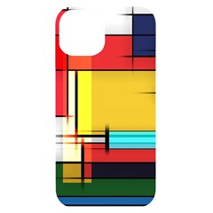 Multicolored Retro Abstraction, Lines Retro Background, Multicolored Mosaic Iphone 14 Black Uv Print Case by nateshop