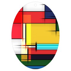 Multicolored Retro Abstraction, Lines Retro Background, Multicolored Mosaic Uv Print Acrylic Ornament Oval by nateshop