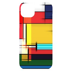 Multicolored Retro Abstraction, Lines Retro Background, Multicolored Mosaic Iphone 14 Plus Black Uv Print Case by nateshop