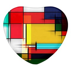 Multicolored Retro Abstraction%2 Heart Glass Fridge Magnet (4 Pack) by nateshop