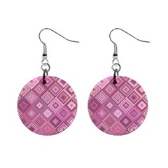 Pink Retro Texture With Rhombus, Retro Backgrounds Mini Button Earrings by nateshop