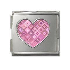 Pink Retro Texture With Rhombus, Retro Backgrounds Mega Link Heart Italian Charm (18mm) by nateshop