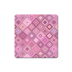 Pink Retro Texture With Rhombus, Retro Backgrounds Square Magnet by nateshop