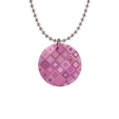 Pink Retro Texture With Rhombus, Retro Backgrounds 1  Button Necklace by nateshop