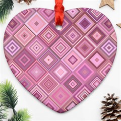 Pink Retro Texture With Rhombus, Retro Backgrounds Heart Ornament (two Sides) by nateshop