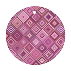 Pink Retro Texture With Rhombus, Retro Backgrounds Round Ornament (two Sides) by nateshop