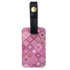 Pink Retro Texture With Rhombus, Retro Backgrounds Luggage Tag (one Side) by nateshop